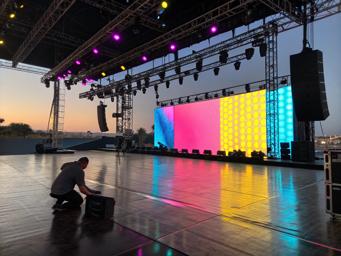 Escenario a gran escala con iluminación profesional en el Caribe Mexicano