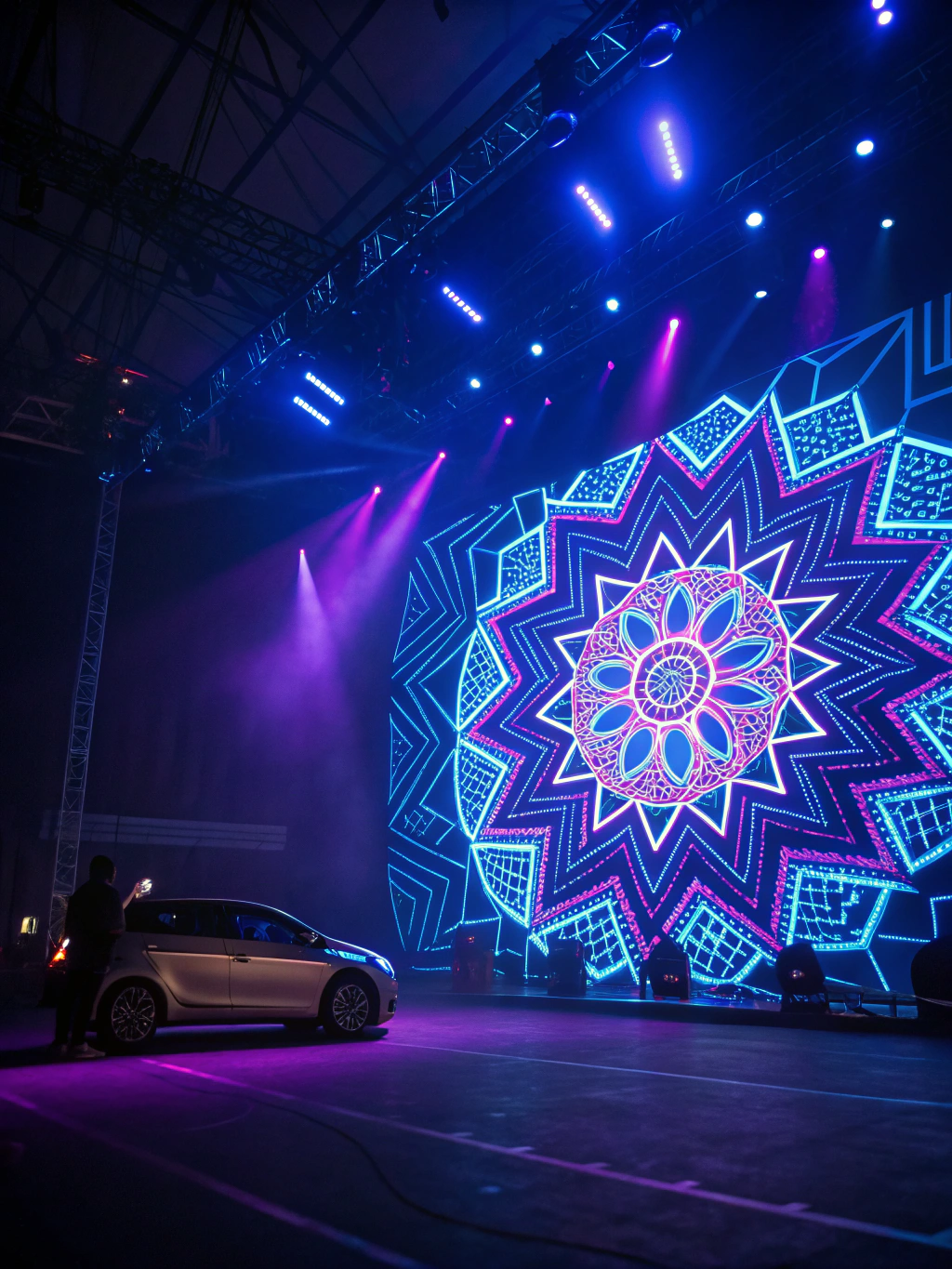 Iluminación dinámica en concierto nocturno